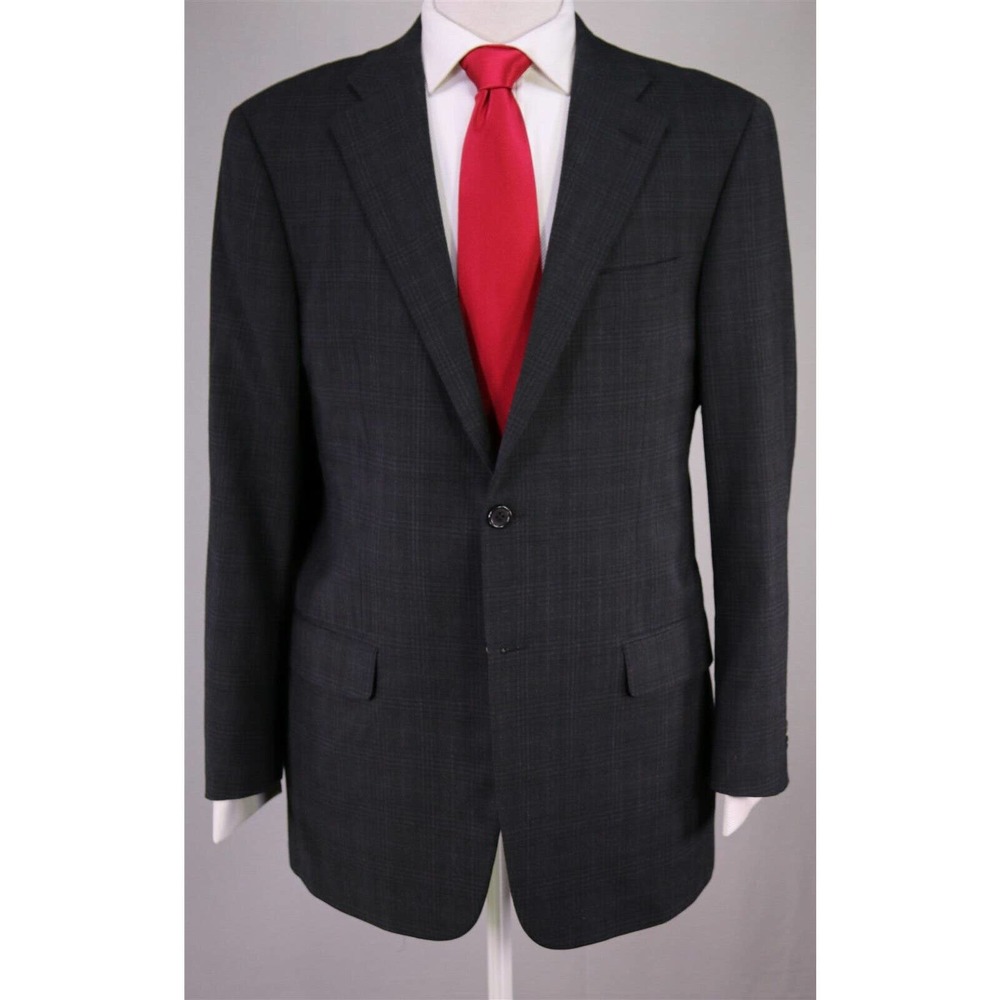 Hickey-Freeman Current Black/Gray Knit Plaid 2-Btn Luxury Wool Suit 42R - Picture 2 of 10